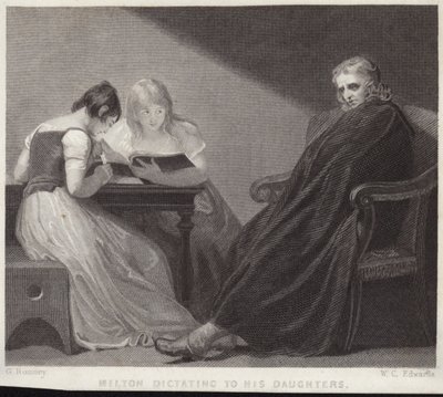 John Milton che detta alle sue figlie da George Romney