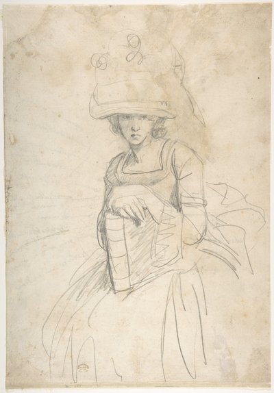 Dama con un libro (recto); Schema per la disposizione dei colori su una tavolozza (verso) da George Romney
