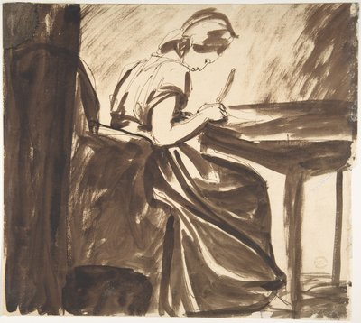 Dama seduta a un tavolo (recto); Figure danzanti (verso) da George Romney