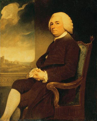 Ritratto di Michael Russell, seduto, con il Castello di Dover sullo sfondo da George Romney