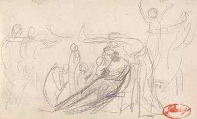Figura sdraiata con bambini e altre figure da George Romney