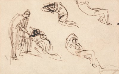 Una figura in piedi e quattro figure sdraiate da George Romney