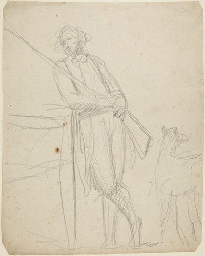 Studio per un ritratto a figura intera di un uomo con una pistola in mano da George Romney