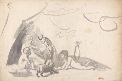 Tre bambini con un cane e una capra da George Romney