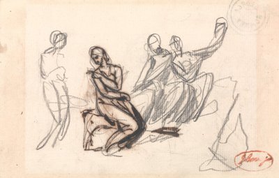 Tre figure sedute e una figura in piedi da George Romney