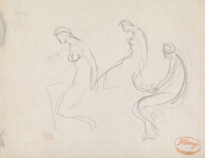 Tre studi di una donna seduta da George Romney