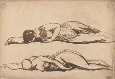 Due studi di una donna prostrata, forse Santa Cecilia da George Romney
