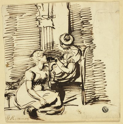 Due donne in interni da George Romney