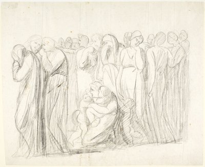 Donne e bambini in lacrime: studio per *L’accusa di Susanna*; Verso: studi di figure da George Romney