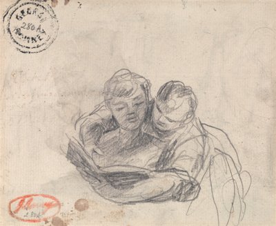 Una donna che insegna a un bambino a leggere da George Romney