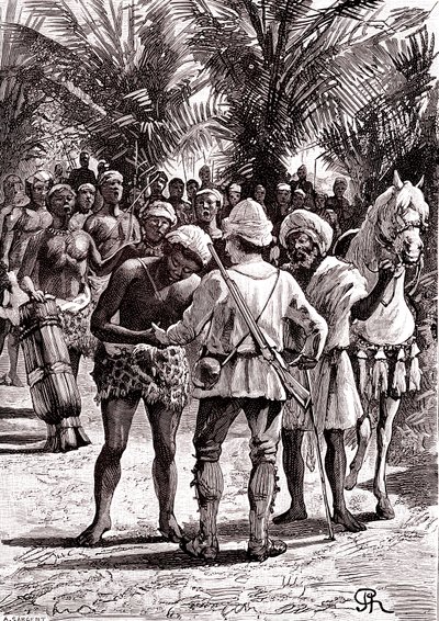 Esploratore nei grandi laghi del Sudan. 1888 (incisione) da George Roux