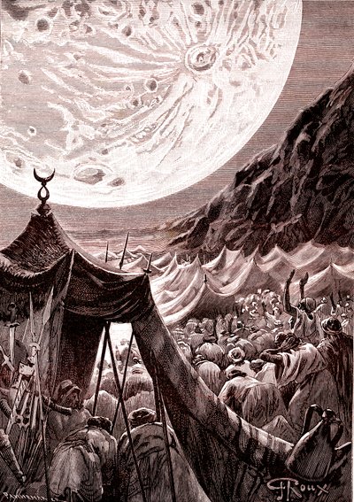La luna nel deserto di Nubia, SUDAN. Musulmani pregano. 1888 (incisione) da George Roux