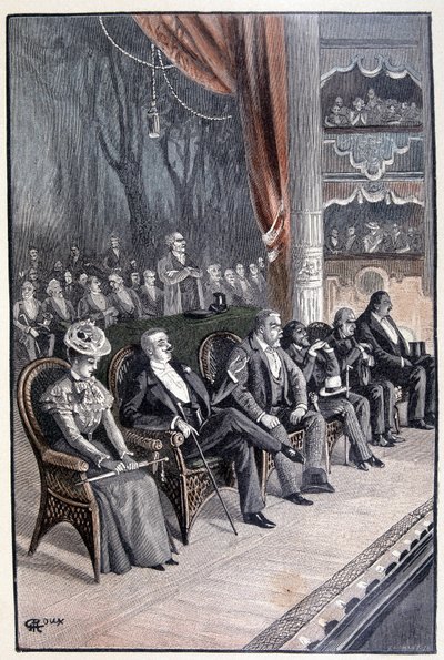 I sei su una sola linea, vicino alla rampa (pagina 61) in "Testamento di un eccentrico" di Jules Verne da George Roux