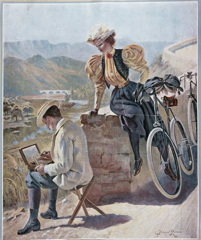 Acquerello e ciclismo - litografia di Georges Roux, ca. 1900 da George Roux