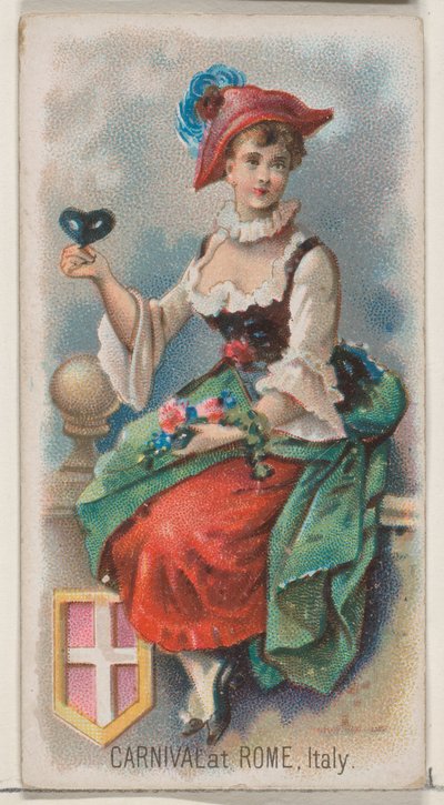Carnevale a Roma, Italia, dalla serie Holidays N80 per sigarette Duke, 1890 da George S. Harris and Sons