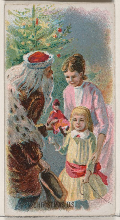 Natale, Stati Uniti, dalla serie Holidays N80 per sigarette Duke, 1890 da George S. Harris and Sons