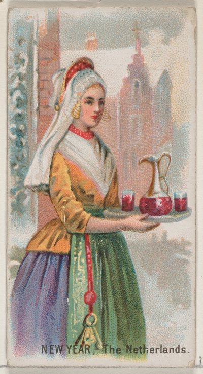 Capodanno, Paesi Bassi, dalla serie Holidays N80 per sigarette Duke, 1890 da George S. Harris and Sons