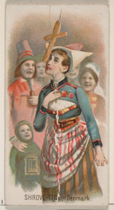 Martedì grasso, Danimarca, dalla serie Holidays N80 per sigarette Duke, 1890 da George S. Harris and Sons