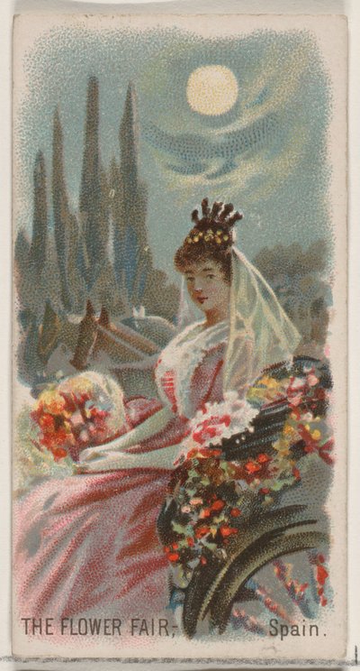 La Fiera dei Fiori, Spagna, dalla serie Holidays N80 per sigarette Duke, 1890 da George S. Harris and Sons