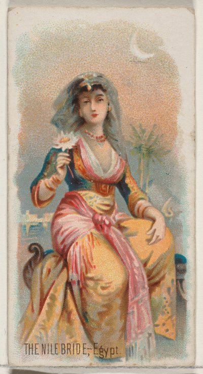 La sposa del Nilo, Egitto, dalla serie Holidays N80 per sigarette Duke, 1890 da George S. Harris and Sons