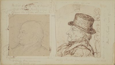 Studi di conigli con ritratti sovrapposti di William Blake e Henry Fuseli da George Samuel