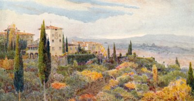 Una villa toscana (litografia a colori) da George Samuel Elgood