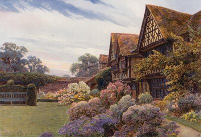 Il piazzale, Great Tangley Manor, Surrey (litografia a colori) da George Samuel Elgood
