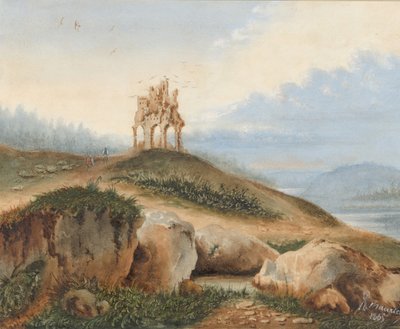 Paesaggio con un castello fantastico, 1865 da George Sand