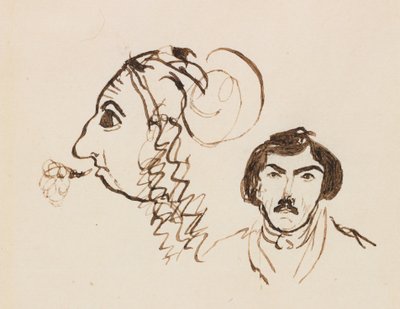 Autoritratto con ritratto di Delacroix, c. 1845 da George Sand