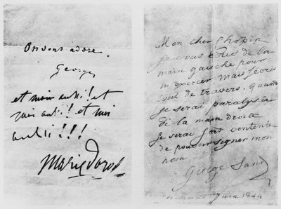 Due lettere a Frederic Chopin, Nohant, giugno 1844 da George Sand