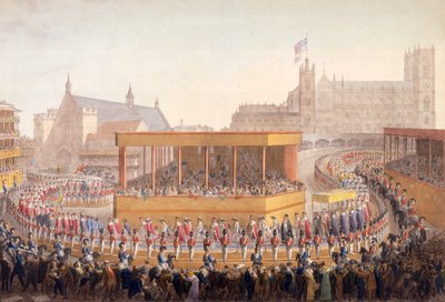Processione di incoronazione di Re Giorgio IV, Westminster, Londra da George Scharf