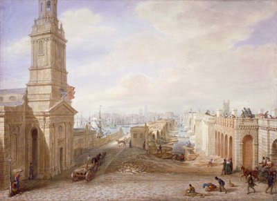 Vecchi e nuovi ponti di Londra guardando a sud, Londra, 1831 da George Scharf