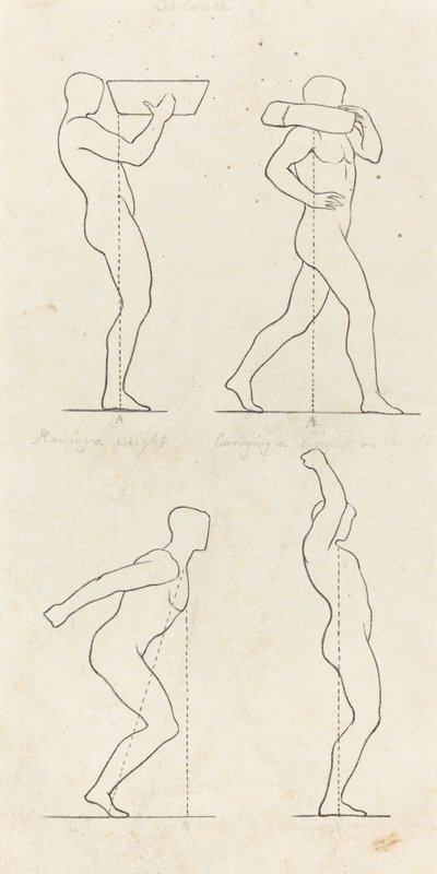 Portare un peso; Prepararsi a saltare e atterrare da George Scharf after John Flaxman