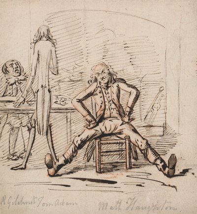 Tre uomini in una stanza: Gilchrist seduto a un tavolo, Tom Adam in piedi, visto da dietro, e Matt Haughton seduto con le gambe distese e le braccia sui fianchi davanti a un fuoco da George Shepheard