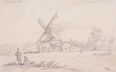 Veduta del mulino con un mulino a vento su Blackheath, Greenwich, Londra, 1833 da George Shepheard