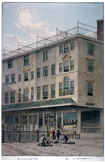 Billingsgate Market, Città di Londra, c1810 da George Shepherd