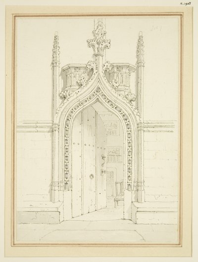 Porta della sagrestia di St Mary Redcliffe, c.1812 da George Shepherd