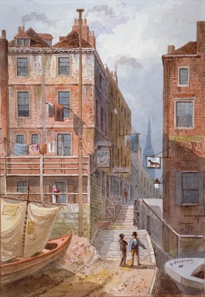 Hungerford Stairs, Westminster, Londra, c1815 da George Shepherd
