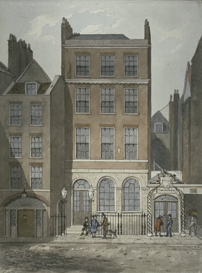 Veduta della Banca di Snow e dei mercanti di tè Twining, Strand, Westminster, c.1810 da George Shepherd