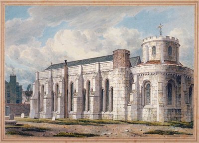 Veduta della Temple Church dal cimitero, Città di Londra, 1811 da George Shepherd