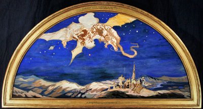 Il drago che passa sopra i viaggiatori da George Sheringham