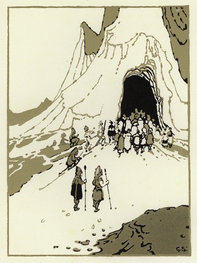 Il popolo partì per trovare i giganti, presto arrivarono alla loro caverna da George Sheringham