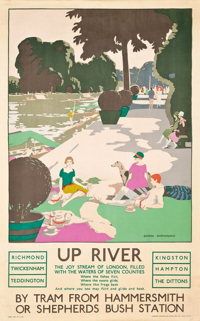 "Up River", un poster di London Transport, 1926 da George Sheringham