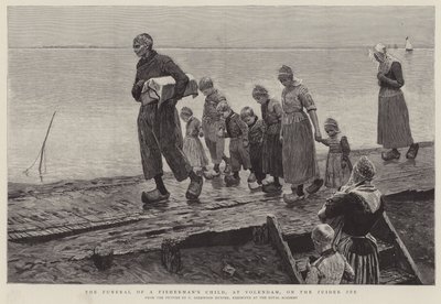 Il funerale di un bambino di pescatore, a Volendam, sul Zuider Zee da George Sherwood Hunter