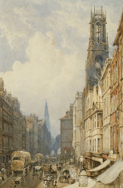 Fleet Street verso Temple Bar con Old St. Dunstans e St. Clement Danes da George Sidney Shepherd
