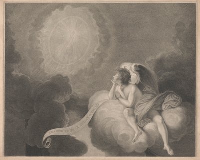 Finestra ovest della cappella, New College Oxford, angelo che contempla il mistero della croce da George Siegmund Facius