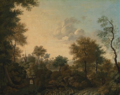 Una vista presumibilmente vicino ad Arundel, Sussex, con figure in un vicolo da George Smith