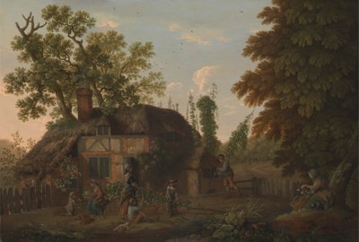 Raccoglitori di luppolo fuori da un cottage da George Smith