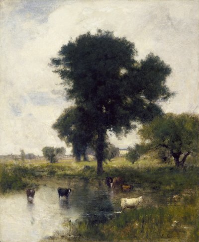 Bovini nella Pozza (Un Paesaggio Estivo) da George Snr. Inness
