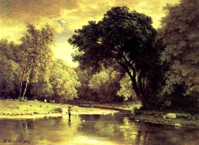 Pescatore in un ruscello da George Snr. Inness